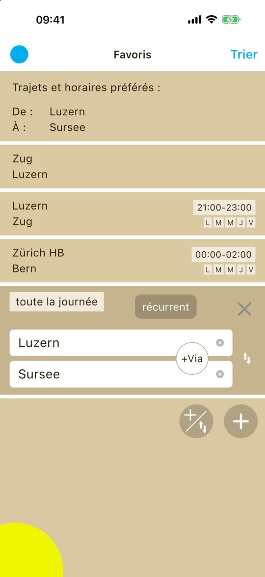 Nouveau favori Luzern – Sursee à côté des favoris existants